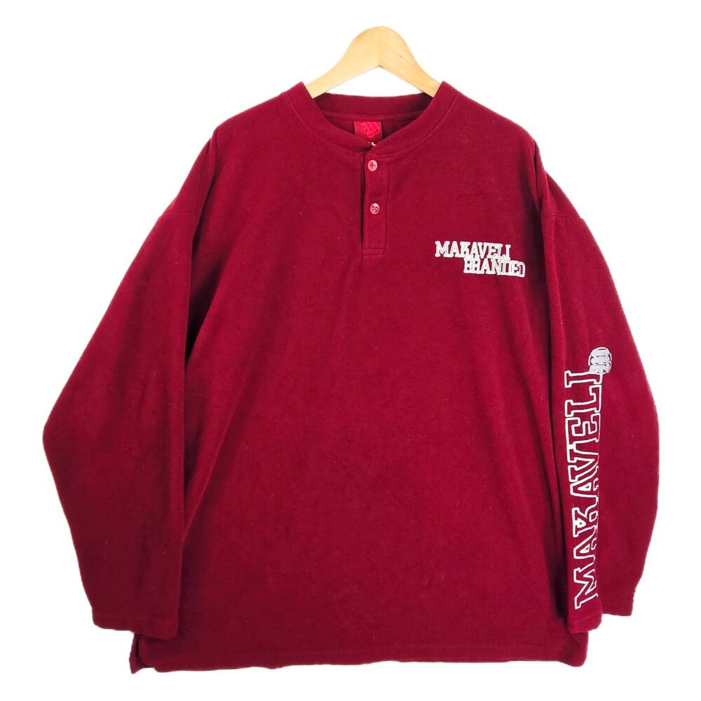 Makaveli Branded Henley Sweatshirt Mens XXL Vintage Tupac Embroidered Pullover